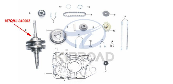 Albero motore KINROAD 150CC Albero motore KINROAD 150CC