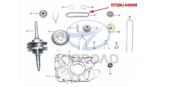 oil pump chain KINROAD 150 CC oil pump chain KINROAD 150 CC