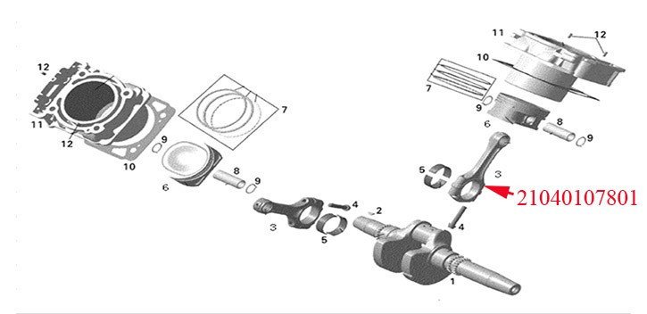 Connecting rod assembly Odes 800cc